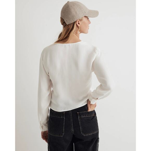 NWT Madewell Brushed Ruched-Front Top In White Size 2 - Picture 2 of 8